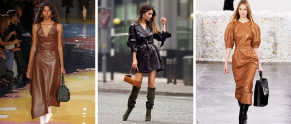 Самые модные кожаные платья сезона осень-зима 2023-2024