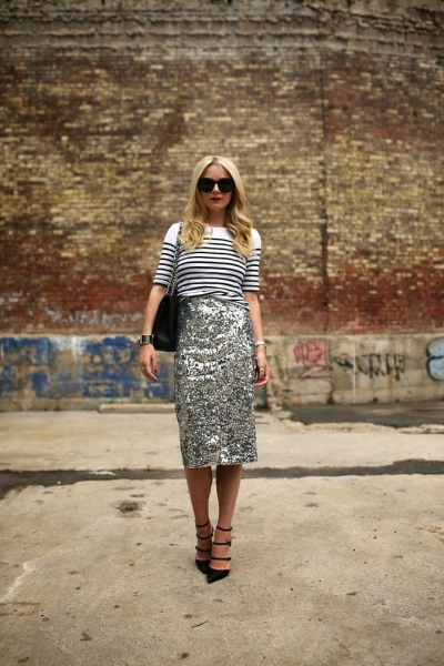Модные блестящие юбки на весну: стильные идеи с фото