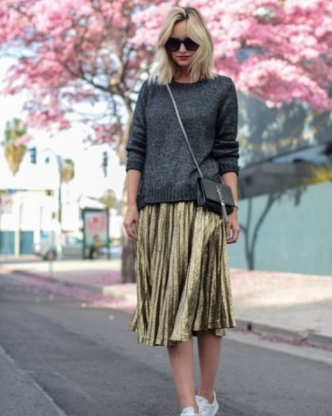 Модные блестящие юбки на весну: стильные идеи с фото
