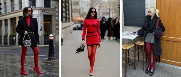 С чем носить красные колготки этой весной: модные образы